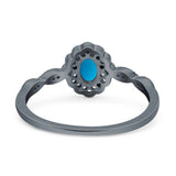 Art Deco Oval Natural Stone Floral Ring
