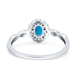 Art Deco Oval Natural Stone Floral Ring