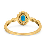 Art Deco Oval Natural Stone Floral Ring