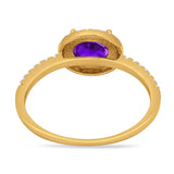 Art Deco Oval Natural Stone Solitaire Ring