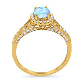 Vintage Style Oval Natural Stone Art Deco Ring