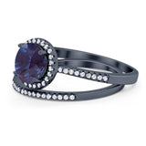 Two Piece Round Natural Stone Bridal Ring