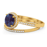 Two Piece Round Natural Stone Bridal Ring