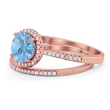 Two Piece Round Natural Stone Bridal Ring