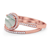 Two Piece Round Natural Stone Bridal Ring