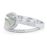 Two Piece Round Natural Stone Bridal Ring