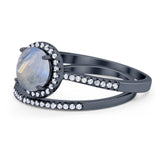 Two Piece Round Natural Stone Bridal Ring
