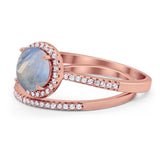 Two Piece Round Natural Stone Bridal Ring