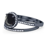 Two Piece Round Natural Stone Bridal Ring