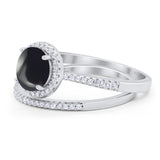 Two Piece Round Natural Stone Bridal Ring