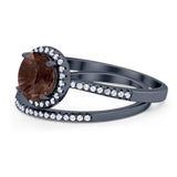 Two Piece Round Natural Stone Bridal Ring