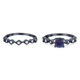Two Piece Round Natural Stone Bridal Ring