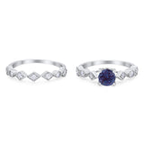 Two Piece Round Natural Stone Bridal Ring