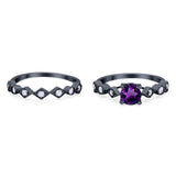 Two Piece Round Natural Stone Bridal Ring