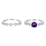 Two Piece Round Natural Stone Bridal Ring