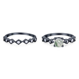 Two Piece Round Natural Stone Bridal Ring
