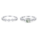 Two Piece Round Natural Stone Bridal Ring