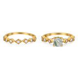 Two Piece Round Natural Stone Bridal Ring