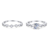Two Piece Round Natural Stone Bridal Ring