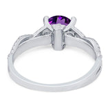 Art Deco Round Natural Stone Solitaire Ring