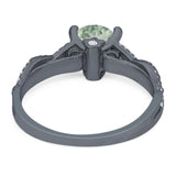 Art Deco Round Natural Stone Solitaire Ring