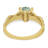 Art Deco Round Natural Stone Solitaire Ring
