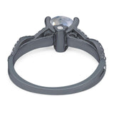 Art Deco Round Natural Stone Solitaire Ring