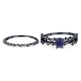 Two Piece Round Natural Stone Floral Ring