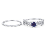 Two Piece Round Natural Stone Floral Ring