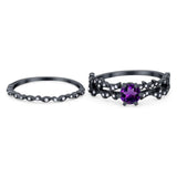 Two Piece Round Natural Stone Floral Ring