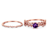 Two Piece Round Natural Stone Floral Ring