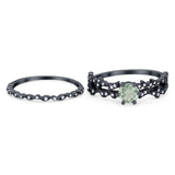 Two Piece Round Natural Stone Floral Ring