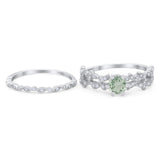 Two Piece Round Natural Stone Floral Ring
