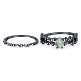 Two Piece Round Natural Stone Floral Ring