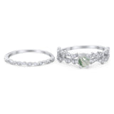 Two Piece Round Natural Stone Floral Ring