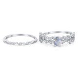 Two Piece Round Natural Stone Floral Ring