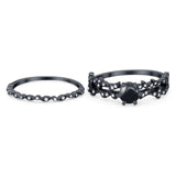 Two Piece Round Natural Stone Floral Ring