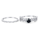 Two Piece Round Natural Stone Floral Ring