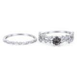 Two Piece Round Natural Stone Floral Ring