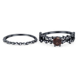 Two Piece Round Natural Stone Floral Ring