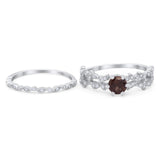 Two Piece Round Natural Stone Floral Ring
