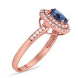 Art Deco Oval Natural Stone Halo Ring