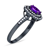 Art Deco Oval Natural Stone Halo Ring