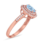 Art Deco Oval Natural Stone Halo Ring