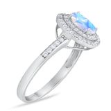 Art Deco Oval Natural Stone Halo Ring