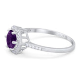 Round Natural Stone Hexagonal Ring