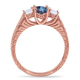 Three Stone Oval Natural Stone Wedding Ring