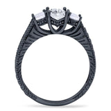 Three Stone Oval Natural Stone Wedding Ring