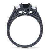 Three Stone Oval Natural Stone Wedding Ring