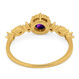 Vintage Style Round Natural Stone Beaded Ring